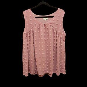 Mauve Textured Dot Sleeveless Blouse /